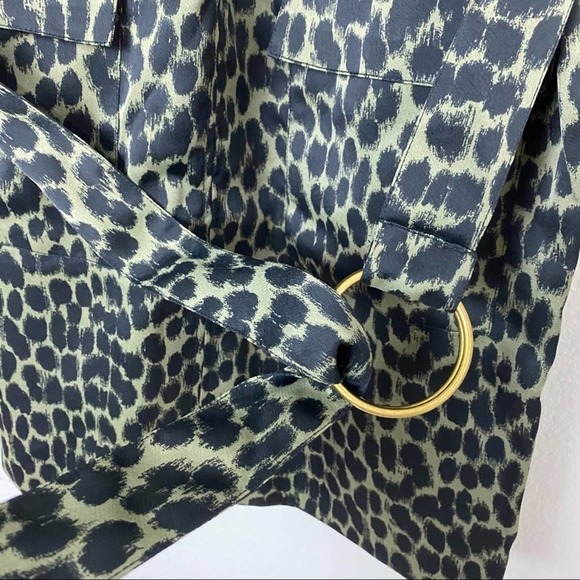 Banana Republic Green Black Animal Print Dress M Medium - Picture 13 of 13